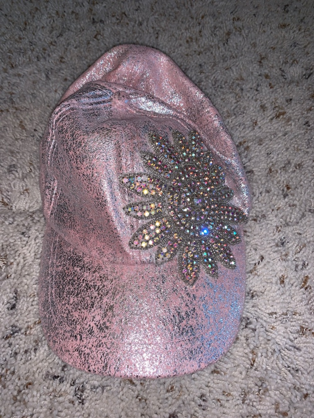 Sparkle Crystal Sunburst Pink Baseball Cap